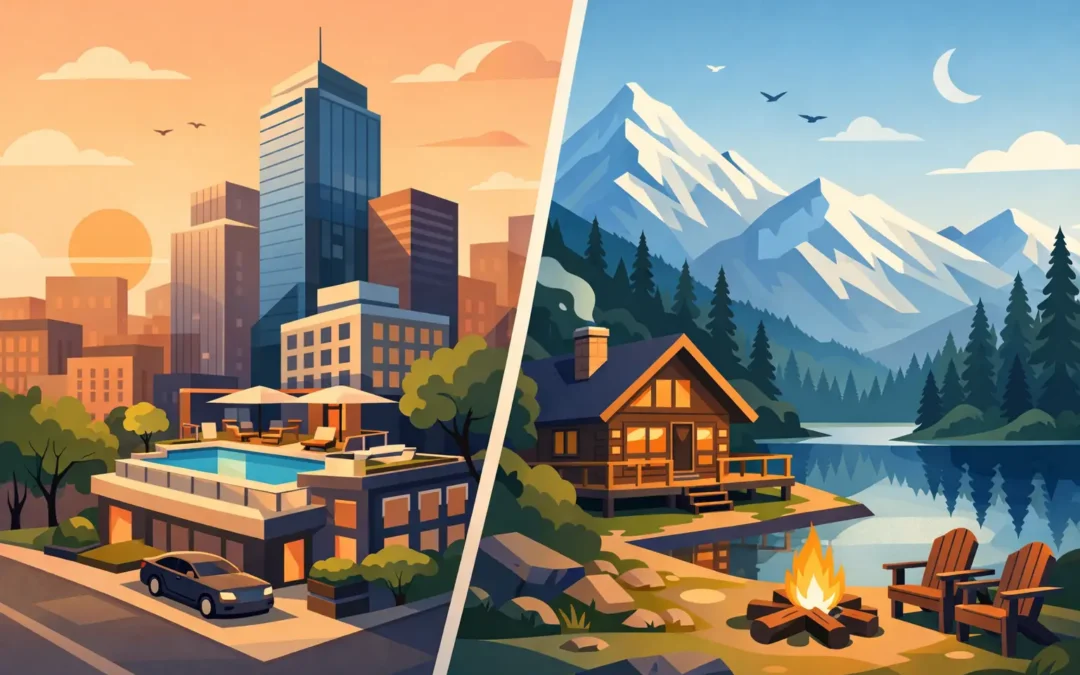 Downtown Lodging Versus Mountain Cabin Stays